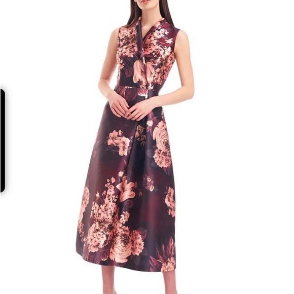 KAY UNGER Whitney Tea Length Floral Pocket Dress (size 6) - Picture 3 of 6